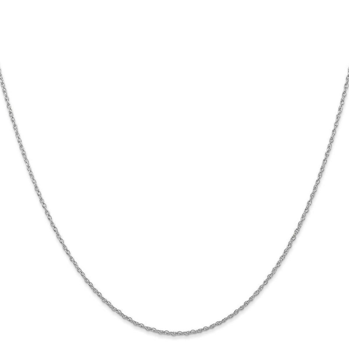 Curata 10K White Gold 0.9Mm Carded Cable Rope Chain Necklace Spring Ring Options 16 18 20 24