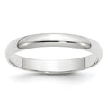 Curata 10K White Gold Unisex 3 Mm Half Round Light Wedding Band Sizes 4 14