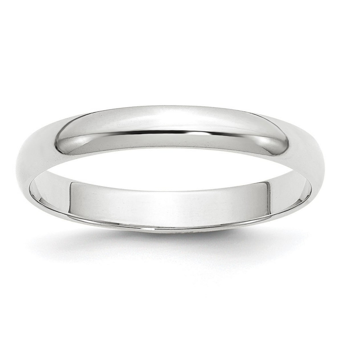 Curata 10K White Gold Unisex 3 Mm Half Round Light Wedding Band Sizes 4 14