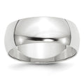 Curata 10K White Gold Unisex 8 Mm Half Round Light Wedding Band Sizes 4 14