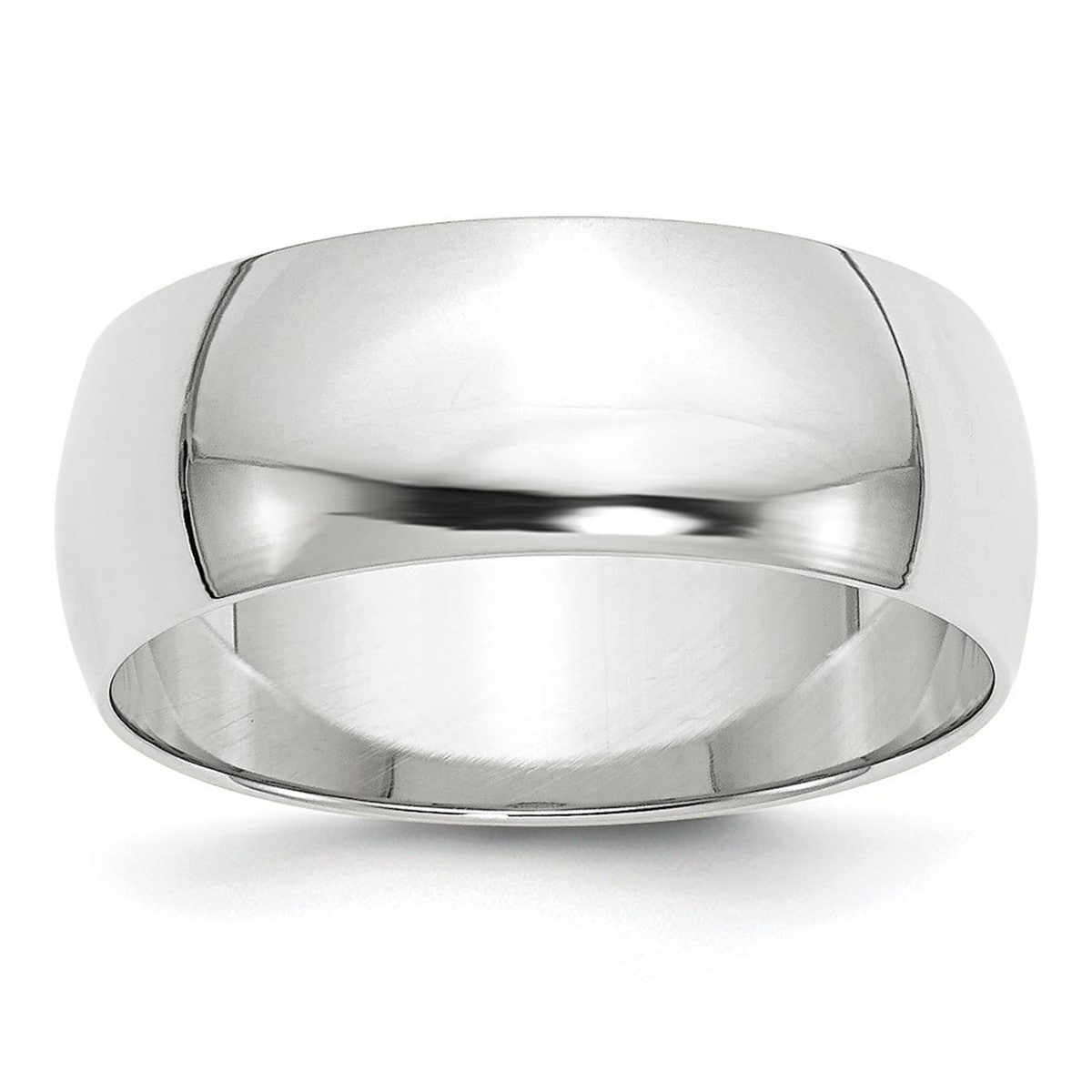 Curata 10K White Gold Unisex 8 Mm Half Round Light Wedding Band Sizes 4 14