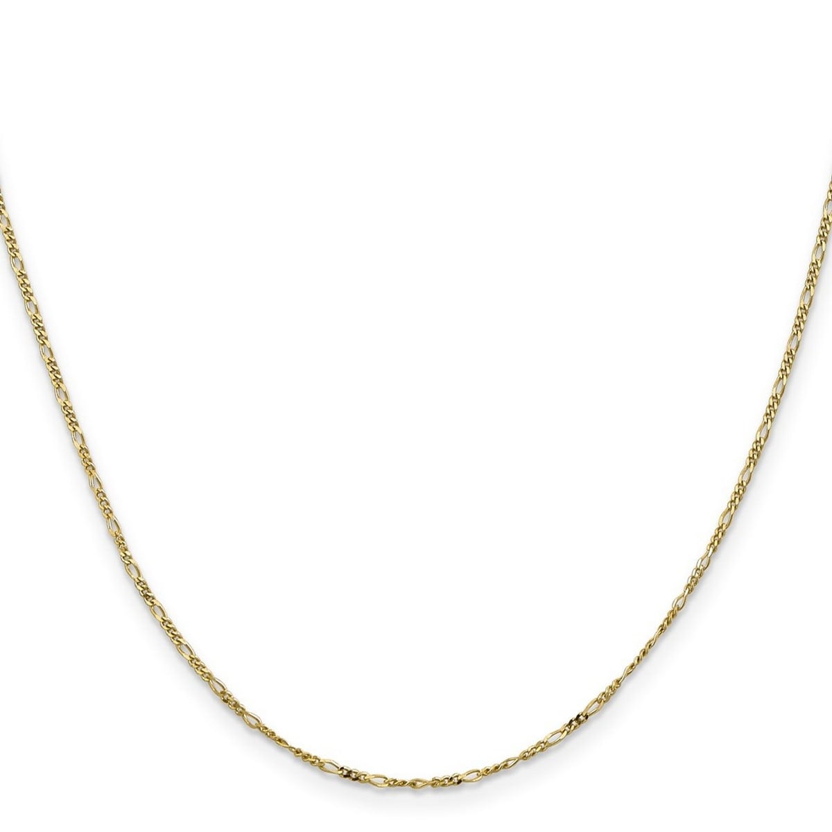 Curata 10K Yellow Gold 1.25Mm Flat Figaro Chain Necklace Spring Ring Options 16 18 20 24