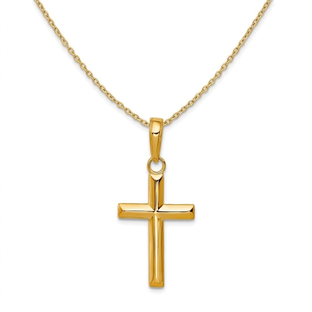 Curata 10K Gold Small Religious Faith Cross Pendant Necklace Jewelry Gifts For Women