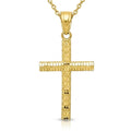 Curata 10K Yellow Gold 18 Sparkle Cut Religious Faith Cross Pendant Necklace