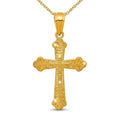 Curata 10K Yellow Gold 18 Textured Budded Cross Pendant Necklace 25X13Mm