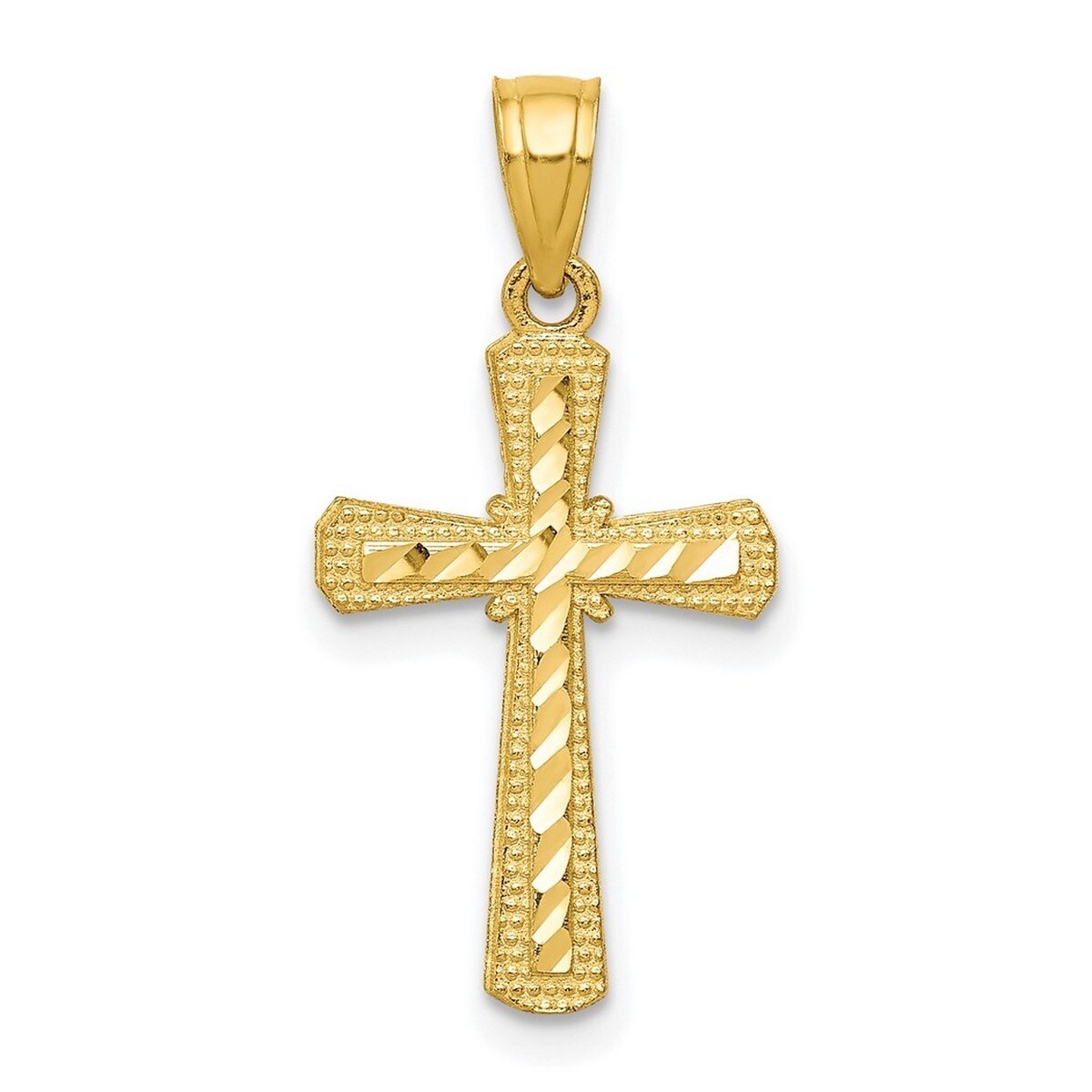 Curata 10K Yellow Gold 18 Textured Ornate Cross Pendant Necklace 25X11Mm