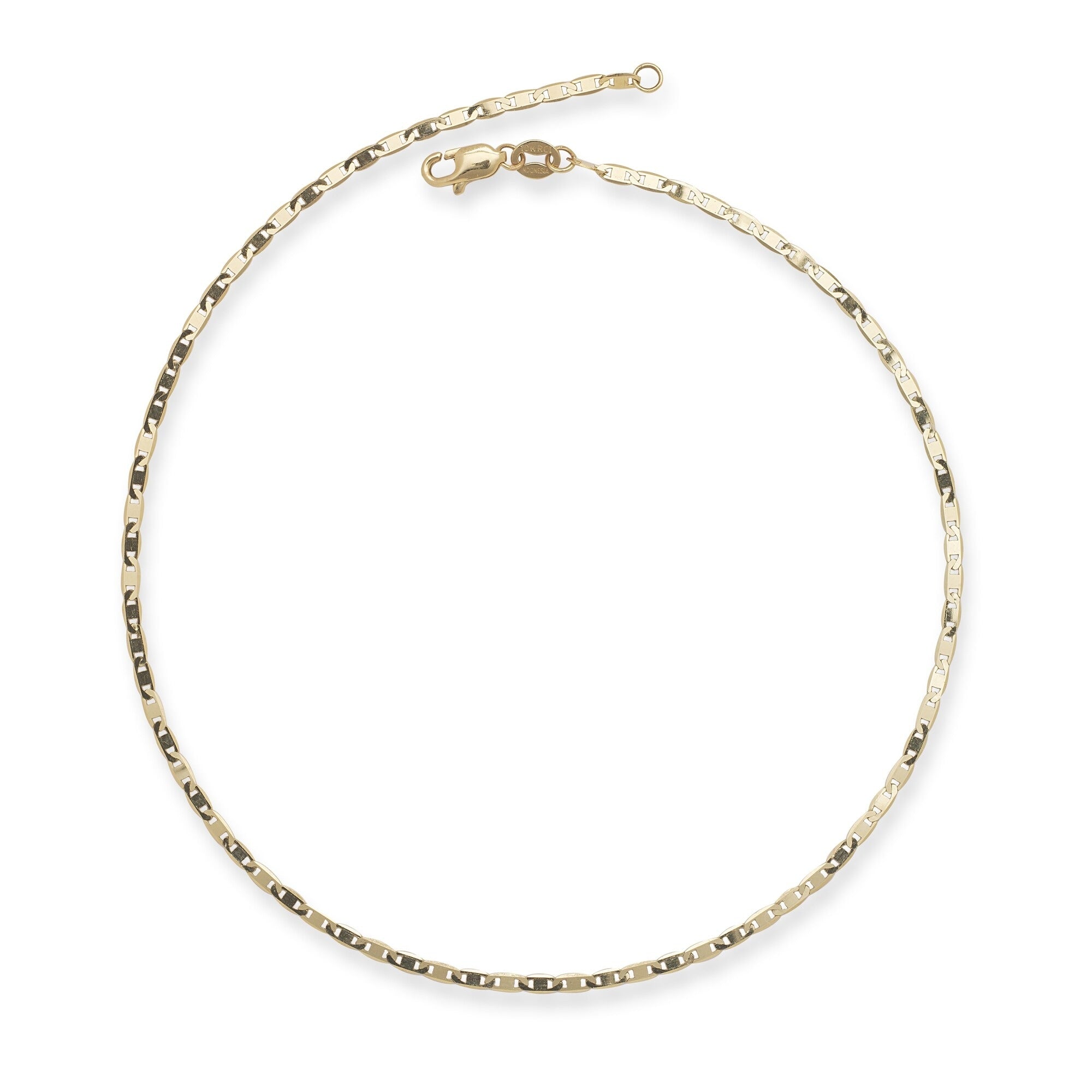 Curata 10K Yellow Gold 2.2 Mm Mariner Chain Anklet Or Bracelet