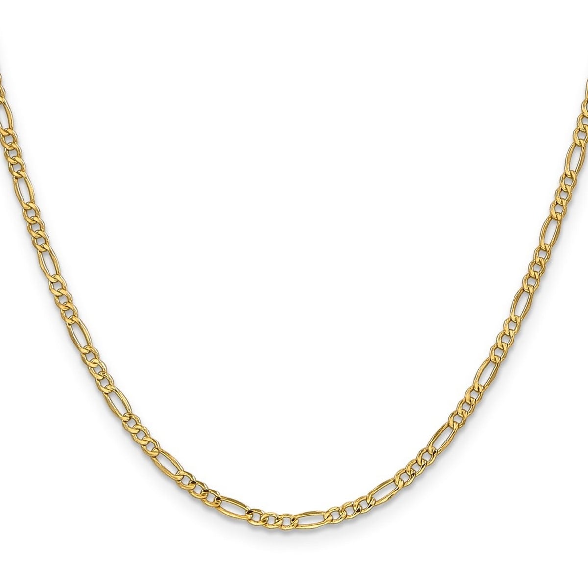 Curata 10K Yellow Gold 2.5Mm Figaro Link Chain Necklace Lobster Options 16 18 20 22 24