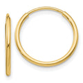 Curata 1.2Mm 10K Yellow Gold Polished Endless Tube Hoop Earrings Jewelry Gifts For Women