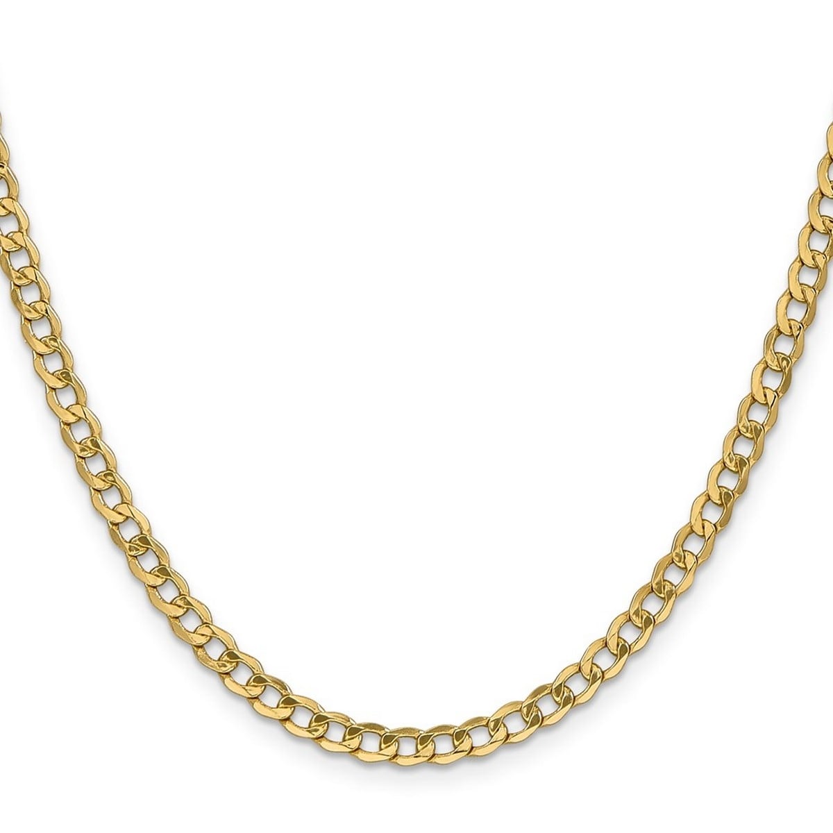 Curata 10K Yellow Gold Polished Lobster Claw Closure 4.3Mm Semi Solid Curb Link Chain Bracelet 7 Inch
