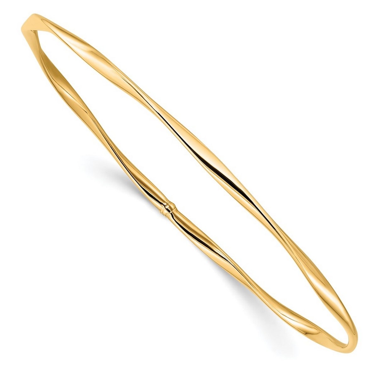 Curata 10K Yellow Gold 7 Polished Twisted Slip On Stackable Bangle Bracelet