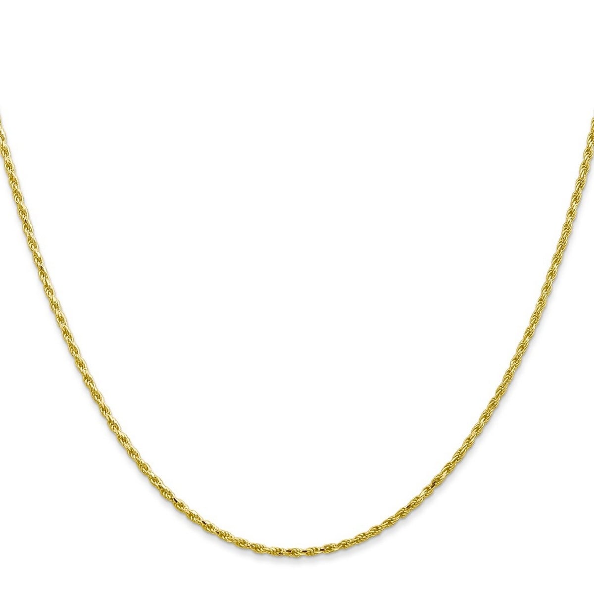 Curata 10K Yellow Gold Mens 1.5Mm Solid Diamond Cut Rope Chain Necklace Lobster Options 18 20 22 24 30