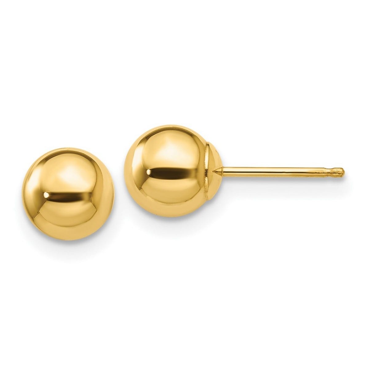 Curata 10K Polished 6Mm Ball Post Earrings