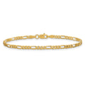 Curata 10K 2.75Mm Flat Figaro Chain Bracelet 7 Inch Jewelry Gifts For Women