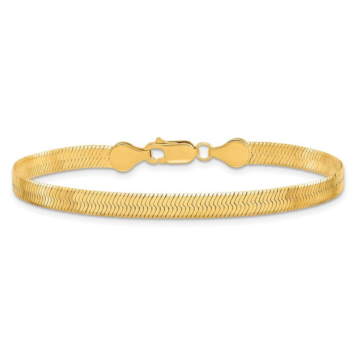 Curata 10K 3.0Mm Silky Herringbone Chain Bracelet 7 Inch
