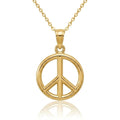 Curata 14K Yellow Gold Closed Back Polished Peace Symbol Pendant