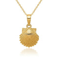 Curata 14K Yellow Gold Solid Textured Polished Open Back Scallop Shell Pendant Measures 17.7X10.7Mm