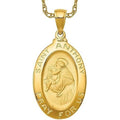 Curata 14K Yellow Gold 18 31.5X15.25Mm Saint Anthony Oval Medal Pendant Necklace