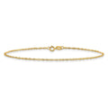 Curata 14K Yellow Gold Solid Sparkle Cut 1Mm Singapore Chain Bracelet 7 Inch Spring Ring