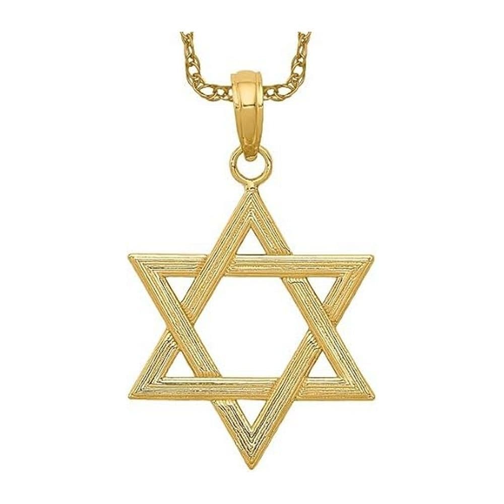 Curata 14K Yellow Gold Solid Textured Open Back Polished Star Of David Pendant Measures 18X16Mm