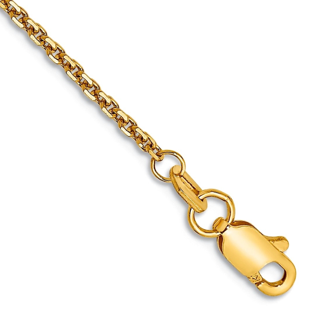Curata 10K Yellow Gold 9 Inch 1.3Mm Diamond Cut Cable Chain Anklet Ankle Bracelet For Women