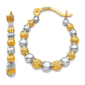 Curata 14K Yellow Gold Polished Hinged Hoop Fancy Glitter Infused Hoop Earrings