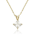 Curata 14K Gold 18 6Mm Princess Cubic Zirconia Solitaire Necklace