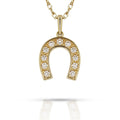 Curata 14K Gold 18 Cubic Zirconia Small Horse Shoe Pendant Necklace