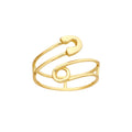 Curata 14K Yellow Gold 15Mm Open Safety Pin Wrap Ring