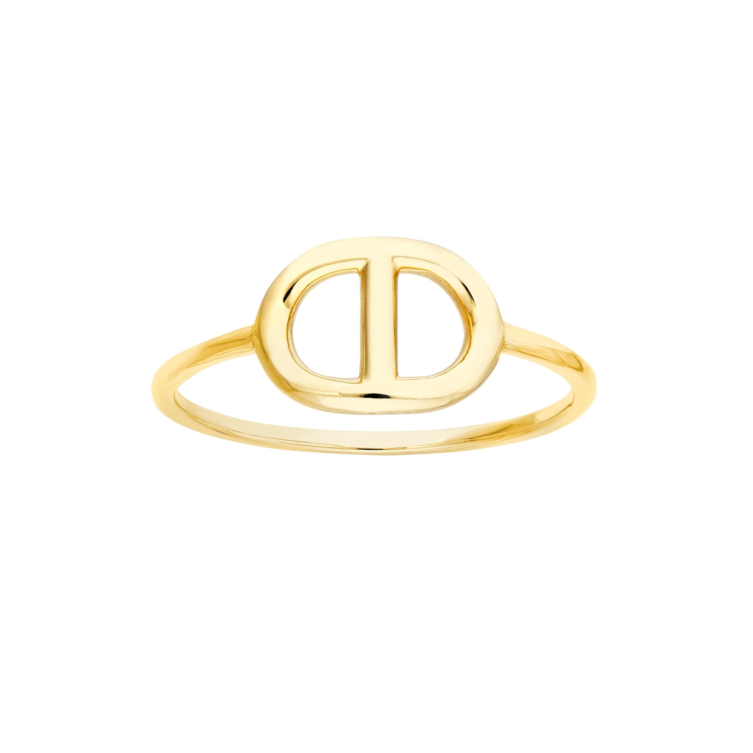 Curata 14K Yellow Gold Open Puffed Mariner Link Stackable Ring