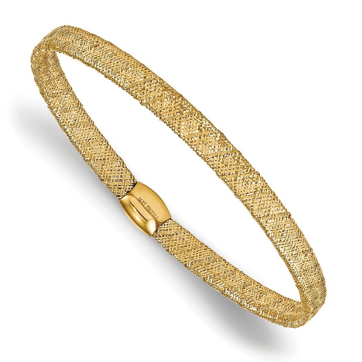 Curata 14K 7.5 4Mm Mesh Stretch Bangle Bracelet
