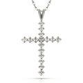 Curata 14K Gold 18 Round Cubic Zirconia Tailored Cross Pendant Necklace