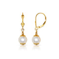 Curata Solid 14K Beaded 6Mm Freshwater Cultured Pearl Single Dangle Leverback Earrings 6Mm X 25Mm