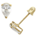 Curata 14K Gold Cubic Zirconia Pear Shape Screw Back Stud Earrings White