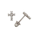 Curata Solid 14K Yellow Or White Gold Round Cubic Zirconia Small Cross Screw Back Stud Earrings 5X6Mm N A