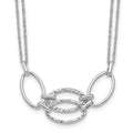 Curata 14K Italian White Gold Polished Double Strand Interlocking Textured Link Necklace 17.5
