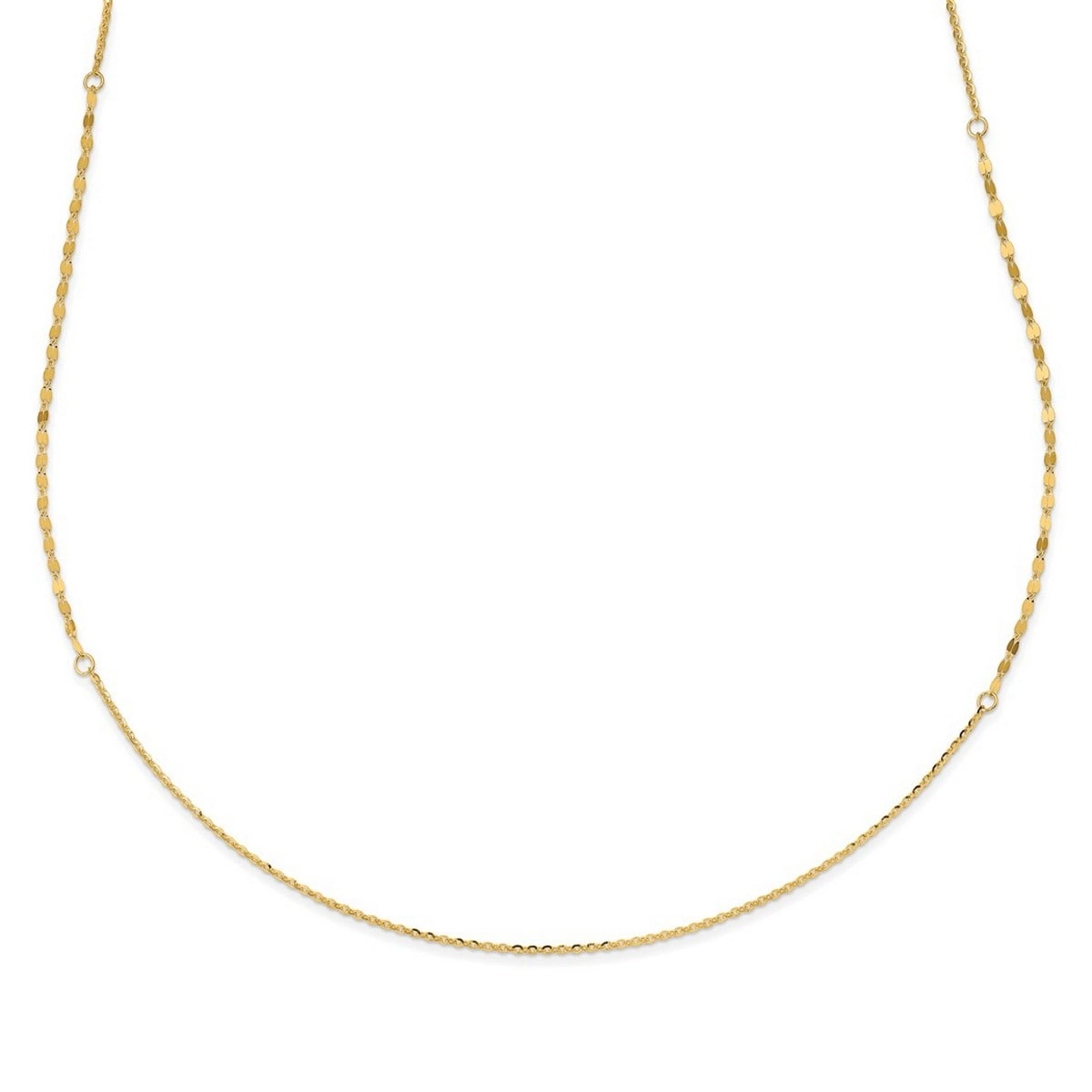 Curata 14K Italian Yellow Gold 2Mm Polished And Brushed Fancy Bead Necklace 36