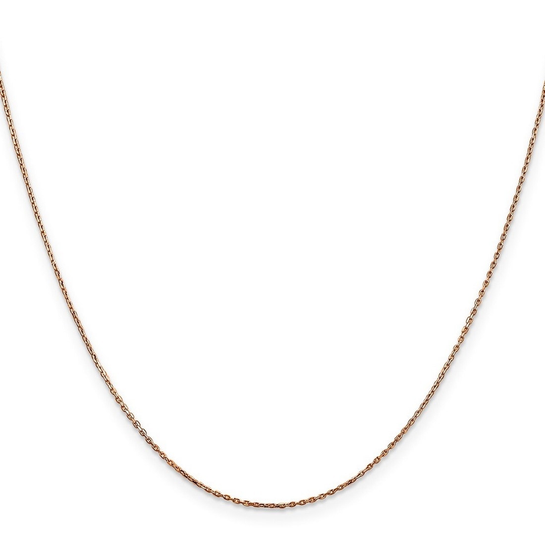 Curata 14K Rose Gold 0.8Mm Diamond Cut Cable Chain Necklace Options 16 18 20 22 24 30