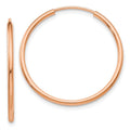 Curata 1.5Mm 14K Rose Gold Polished Endless Tube Hoop Earrings Jewelry Gifts For Women