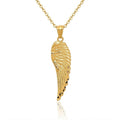 Curata 14K Yellow Gold Polished And Textured Religious Guardian Angel Wing Pendant Necklace Jewelry Gifts For Women