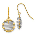 Curata 14K Two Tone Wire Wrapped Shepherd Hook Gold Wire Wraped Dangle Shephered Hook Earrings