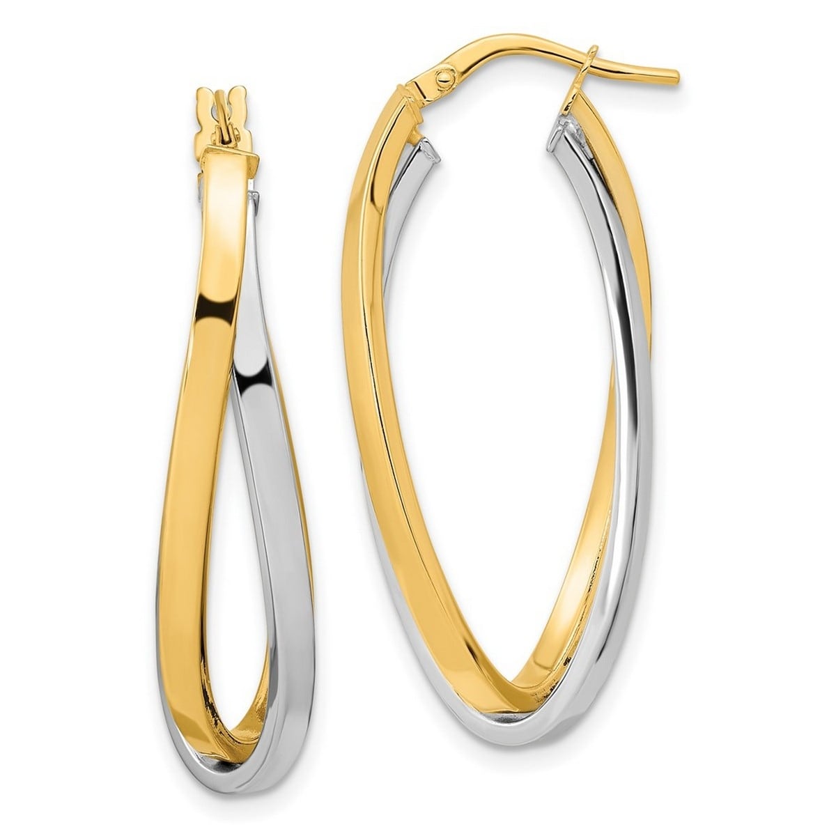 Curata 15.51Mm 14K Two Tone Polished Oval Double Hoop Earringss