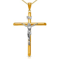 Curata 39Mm 14K Two Tone Polished Crucifix Pendant