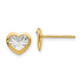 Curata 14K Two Tone Gold 8Mm Diamond Cut Heart Post Earrings