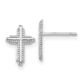 Curata 14K White Gold Textured Polished Cross Post Earrings