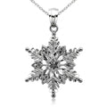 Curata 14K White Gold Polished And Textured 2 Level Snowflake Pendant