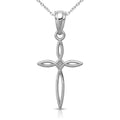 Curata 14K White Gold 18 Small Passion Cross Charm Necklace 16X11Mm