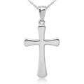 Curata 14K White Gold 18 Polished Smal Rounded Cross Necklace 23X16Mm
