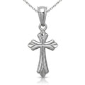 Curata 14K White Gold 18 Rdiged Flared Small Cross Necklace 8.9X21Mm