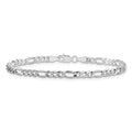 Curata 14K White Gold 3.5Mm Semi Solid Figaro Chain Bracelet 7 Inch